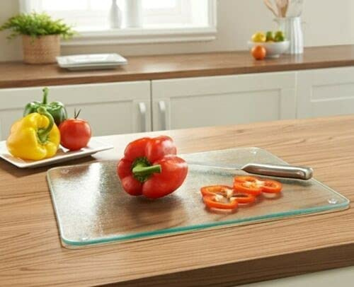 Deenz Worktop Saver Tempered Glass Chopping Board Worktop Saver Dishwasher Safe Chopping Board A Worktop Saver for Kitchen 40x30cm