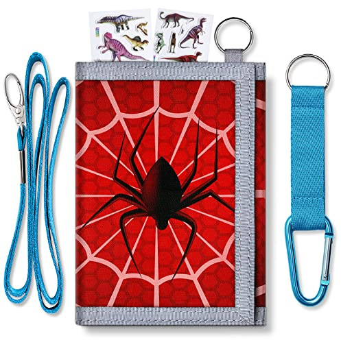 TATAANTY Kids Wallet for Boys Kids 6-8, Spider Wallet for Boys with Zippered Coin Pocket and Card Holders