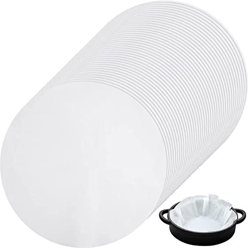 Pack of 40 Round Parchment Paper 50.8 cm Dutch Oven Liner Disposable Baking Paper White for Cake Mould Air Fryer Tray Liner Steamer Pizza Meat Grill Party Cake and Vegetables