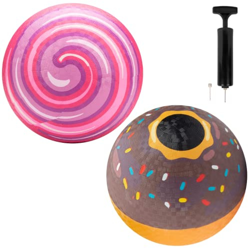SCS Direct Playground Balls, 8.5 in Rubber Gaga Balls with Air Pump, 2 Pack