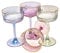 Farbige Vintage Coupe Gläser mit Goldrand, 4er Set, 260 ml/8,8 oz. Rotweingläser und Weißweingläser, Champagner, Cocktail, Martini, Gin und Prosecco Glas, Sektschalen
