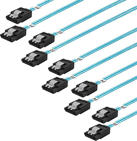 ADCAUDX SATA-III Cable:0.5M,5 Pack Thin SATA 6Gbps Cables, Straight Flexible 6Gbps Data with Locking Latch for SSD, HDD, CD, DVD Drives,Blue (1.6FT)
