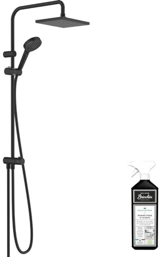 Colonne de douche ou bain douche sans mitigeur HANSGROHE Vernis Shape 230 noir mat + nettoyant Briochin