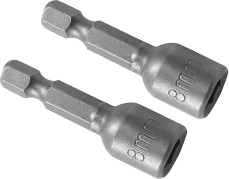 Cjueiom 2pcs 1/4 Quick-Change Hexagon Socket, 8mm Metric Nut Drivers Hex Shank Magnetic Nut Setter Driver Drill Bit Set, 42mm Length Nut Extractor Socket Set for Electric Screwdriver Handle Tools