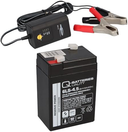 Batterie 6 V 4,5 Ah 20HR 10HR 5HR compatible 5Ah 4A + chargeur QB + A