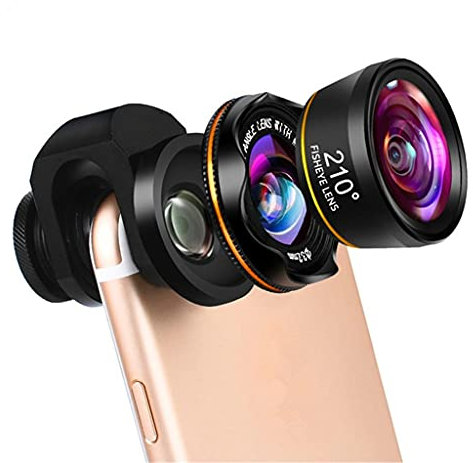Kit di obiettivi universali 3 in 1 per fotocamera del telefono, obiettivo fisheye a 210 gradi, grandangolo 0,6x, lenti macro 15x, per la maggior parte degli smartphone