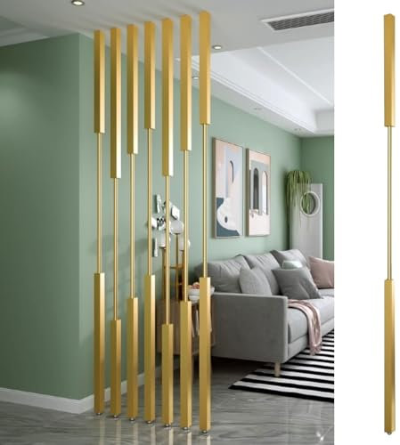 HAIXHX Raumteiler Stehende Wand Trennsäule, Home Hotel Büro Sichtschutz/Raumtrennung Säule Trennwand Für Hotel Eingang Restaurant, Gold, Höhenverstellbare Basis(Size:H 39in/(99.1cm))