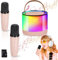 Joellfuner Karaoke Mikrofon Kinder, Karaoke Maschine Kinder mit 4G-Speicherkarte, Mini Karaoke Anlage, Mikrofon Karaoke Maschine Set mit 2 Drahtlosen Mikrofonen(Rosa 4G)