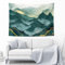 CEDNXOER Wandteppich Landschaft Wandtuch Abstrakter Berg Vogel Wandbehang, Grün Tapisserie Wandteppiche Tapestry, Psychedelisches Wandteppich für Wohnzimmer Tagesdecke Zimmer Schlafzimmer