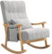 HOMCOM Schaukelstuhl Schaukelsessel mit Rückenlehne, Lendenkissen, Holzkufen, Sessel, Relaxsessel mit Leinenoptik Weich Schwingsessel Stillsessel für Wohnzimmer, Schlafzimmer Grau