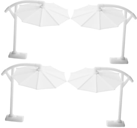 ifundom 4pcs Miniature Outdoor Parasol Doll House Furniture High Precision Sunshade Umbrella Model Miniature Garden Umbrella White Plastic Detailed Design for Beach Scene Decor