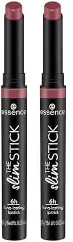 essence THE slim STICK, Lippenstift, Nr. 105, Violett, langanhaltend, pflegend, Expressergebnis, farbintensiv, matt, vegan, ohne Parfüm, ohne Alkohol, ohne Parabene, 2er Pack (1.7g)