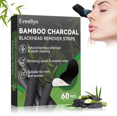 Blackhead Remover, Charcoa Pore Strips 60 PCS, Deep Cleansing Nose Strips Blackhead for All Skin Types, Keep Skin Clear and Tighten Pores