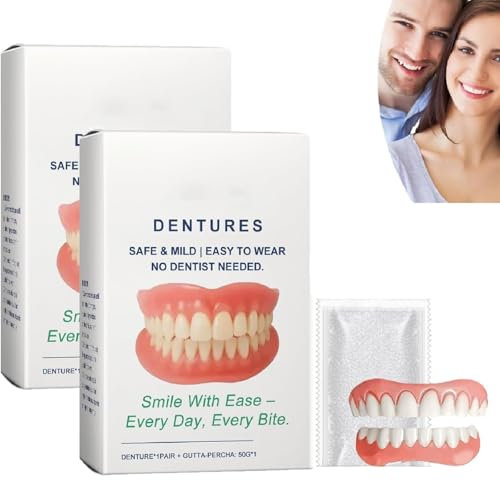 Kit de rebasage en silicone pour prothèses dentaires, prothèses dentaires haut de gamme, pour hommes et femmes, pour plus de confort et de beauté (2pcs)