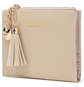 CHAOFANXI Portefeuille pour Femme, Petit Porte Monnaie Cuir pour Femme Court Lisse et Souple Portefeuille Femme avec Emplacements de Carte et Zippé Pochette à Monnaie(Beige)