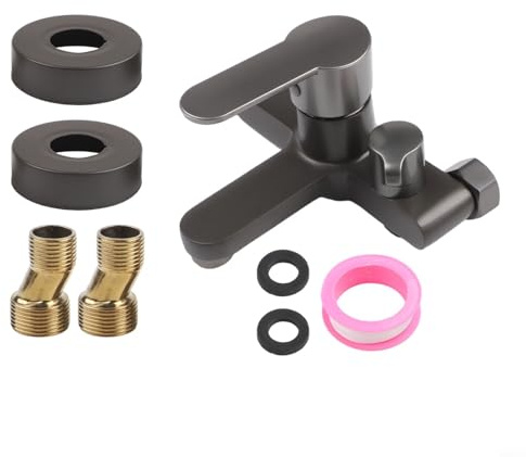 TONIXY Ensemble de robinet de douche mural en laiton chromé avec mitigeur de baignoire, pieds réglables pour salle de bain (robinet simple)