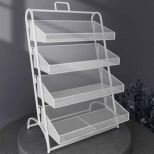 WQZzjm Verkaufsregal, Theken-Snackständer, Verkaufsregal für Geschäfte, großes Regal für Chips, Snacks, Bücherregal, Drahtkorb, Halter für Kunsthandwerksmessen, Verkaufstisch, Warenträger (Weiß)