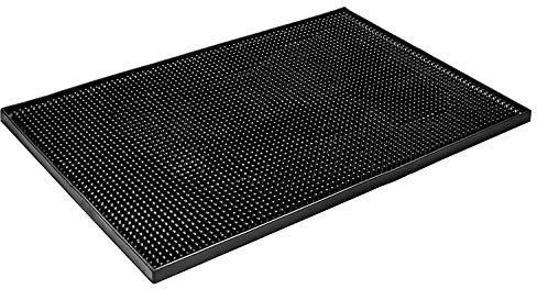 Beaumont Black Service Mat 12 x 18 inch - Bar-Top Drip Mat, Rubber Bar Mat