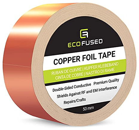 ECO-FUSED Premium Adhesive Copper Foil Tape - Double-Sided Conductive - 2 inch (50 mm) - EMI and RF Shielding, Paper Circuits, Electrical Repairs, Grounding, Arts and Crafts, Home Interior