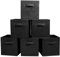 PowerKing Fabric Storage Box Organiser, 6 Pieces Foldable Storage Cube Storage Box in Cube Shape, Black