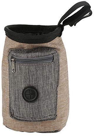 Futterbeutel für Hunde, Tragbare Oxford Dog Snack Tasche Hund Leckerli Beutel Multifunktionale Aufbewahrungstasche mit Poop Bag Dispenser für Tragende Hunde Snack und Spielzeug(Braun)
