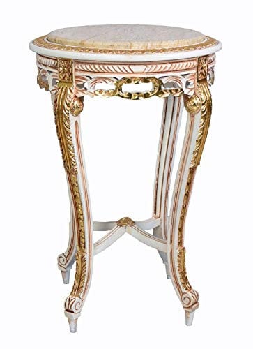 Nachttisch Beistelltisch Blumentisch Sofatisch Teetisch Konsolentisch 70cm Gold Weiss cat195 Palazzo Exklusiv