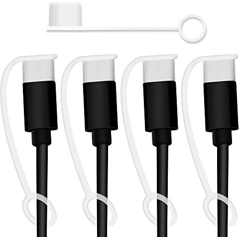 PortPlugs USB-C-Abdeckung, (5er-Pack) Staubschutzkappen für USB-Typ-Ladespitzen mit integriertem Kabelhalter, transparent