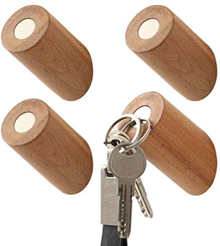 ONAMİC - Wandhaken zum Aufhängen - Kleiderhaken aus Holz zur Wandmontage mit funktionellem Magnet - handgefertigte Haken für Hutablage - robuster Vintage-Einzel-Organizer (Holz Buche, 2 Stück 7,5 cm)