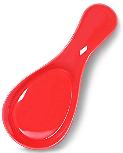 GDCZ Porcelain Spoon Holder Utensil Rest for Kitchen,Ceramic Spoon Rest,9-inch (Red)