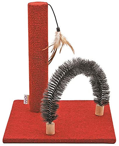 ESTEXO Katzen Kratzpfosten Kratzbaum Kratzsäule Massagebogen Kratzbogen Katzenkratzbaum Rot