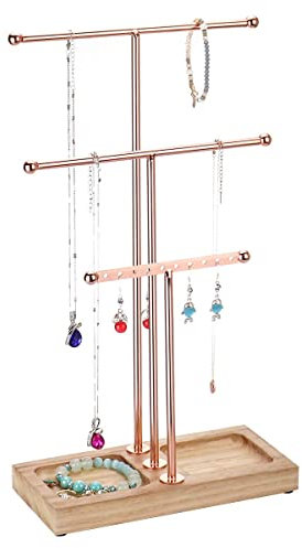 SGerste T-shaped table jewellery stand Primary colour wood (Primary Colour Wood - Rose Gold)