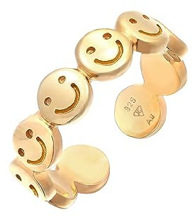 Elli Ring Damen Band mit Smiling Face Offen in 925 Sterling Silber