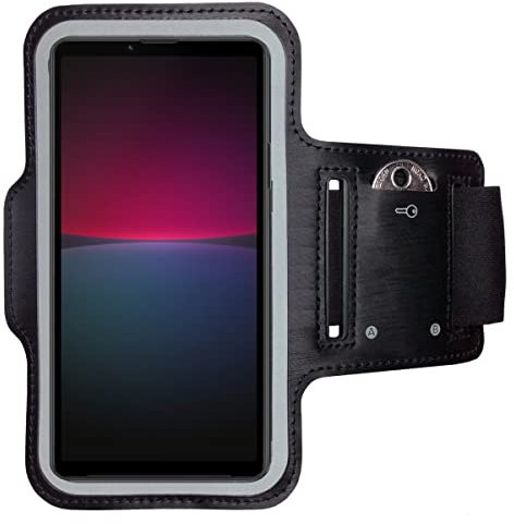 CoverKingz Sportarmband für Sony Xperia 10 IV - Armtasche mit Schlüsselfach Oberarm Halterung - Sport Laufarmband Handy Armband Schwarz