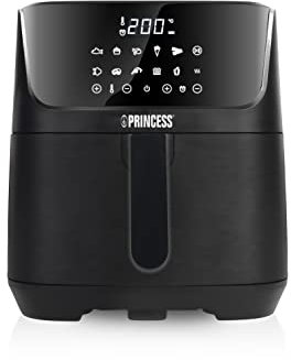 Princess Digital Air Fryer - 6.5 L - with Removable Divider - 60% Less Energy Consumption - Digital Touch Screen - 12 programmes - Without Oil - 182061 - Black - Exclusively on Amazon