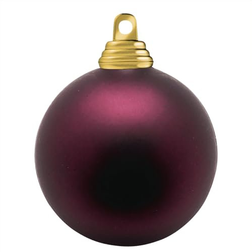Deco Woerner Matte, weinrote Weihnachtskugeln aus Plastik, 8 cm Ø - 12 Stück