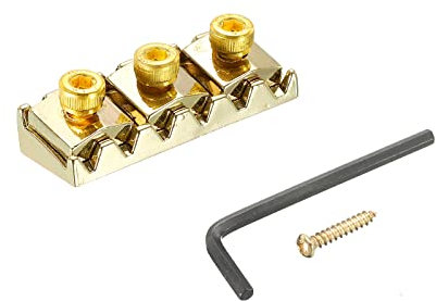 sourcing map Metal Guitar String Locking Nut Electric Guitar Tremolo Bridge Lock 42mm Gold for Electric Guitar Replacement Parts