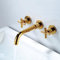 ZYCDP Wasserhahn Bad Waschbecken Wandmontage,Armatur Waschbecken Messing,Wasserhahn Bad 360° Wandmontage,Kaltes und Heißes Wasser Vorhanden,Doppelgriff,Unterputz Waschtischarmatur,Gold