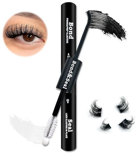 Heracks Lash Bond And Seal Eyelash Glue, Waterproof Cluster Eyelash Glue für Individuelle Cluster Eyelashes und DIY Eyelash Extension, Super Strong Hold(10 ml, Black Bond and Seal)