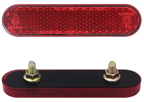 Aiyomi 2 Stück 87 x 21 x 8mm Roter Rechteckiger Reflektor mit Schrauben Rückstrahler Katzenauge für Motorrad Fahrrad Multifunktional Scooter M5 Schrauben E4