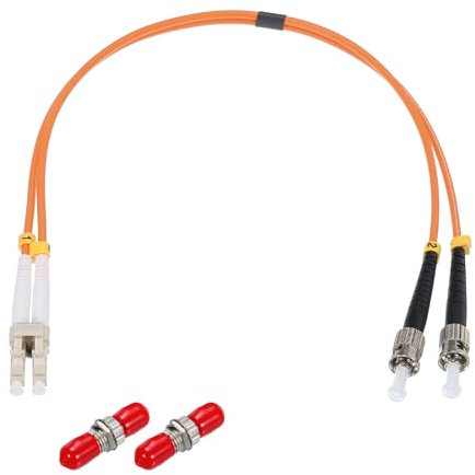 sourcing map 1Pcs 1Ft LC-ST/UPC Fiber Optic Patch Cable Multimode Duplex Fiber Optic Cable with 2Pcs ST Simplex Coupler LSZH Jumper Fiber Optical for Network Transceiver,OM2 Grade