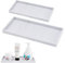 Invalidism 2 Pcs Bathroom Tray Organiser (7.8 and 11.8) Silicone Vanity Tray Shatterproof Sink Tray Countertop Organizer for Cosmetic Kitchen Bath Table Candles Towel Soap Perfume Jewelry (Marble)