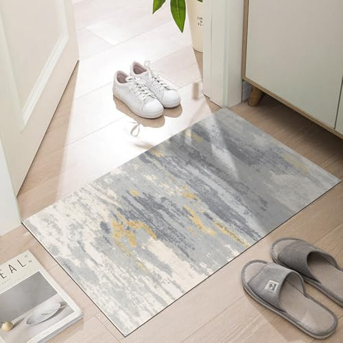 LYGLIGH Thin Door Mats for Inside Entry, Ultra Thin Indoor Entrance, Non-Slip Rubber Backed Entryway Rug, Absorbent Washable Floor Mats for Bathroom, 30'' x 17'', Distressed