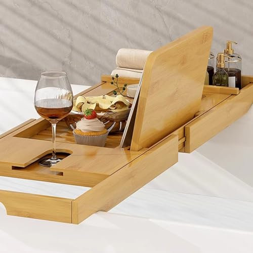 Estante Extensible for bañera de 70-105cm, Bandeja Lateral, Plato de remojo, Estante de baño complementario, Soporte for bañera