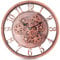 LENAUQ Moving Gears Wall Clock, Modern Gear Rotating Wall Clock Old Style Rustic Unique Vintage Industrial Clock for Living Room Decor Home Farmhouse, 38cm, Arabic (Bronze Rose Gold)