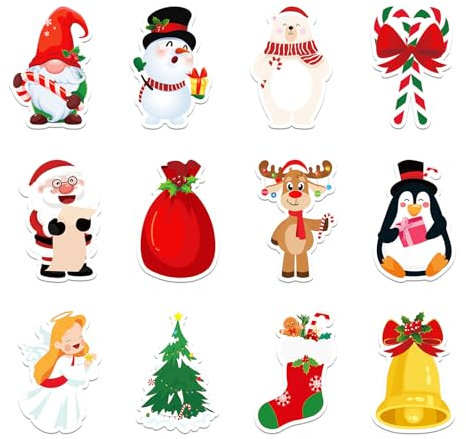 Qpout 24 Stück Weihnachten Haftnotizen, 2,75 x 4,3 Zoll kleine Haftnotizen mit Weihnachtsmotiv, Mini-Haftnotizen, selbstklebende Weihnachtsnotizen(480 Blatt)