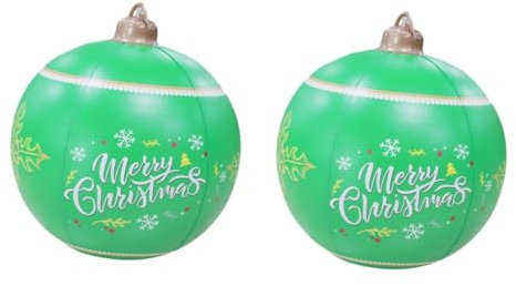 PRETYZOOM 2st Aufblasbare Weihnachtskugel Außendekorationen Spielzeuge Goldene Verzierungen Aufblasbare Verzierung Weihnachtsdekorationen Im Freien Große Aufblasbare Dekoration Plastik Green