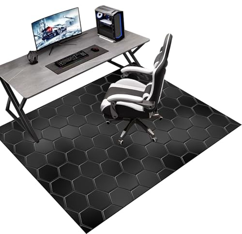 Gaming Teppich | Bürostuhl Matte | Schreibtischstuhl Unterlage | Bodenschutzmatte Bürostuhlunterlage Bodenschutz Bürostuhl Teppichschoner für Parkett Laminat Hartböden Teppichboden 130 x 160 cm