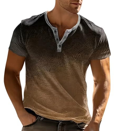 Herren-T-Shirt Hengheng mit täglichen, lässigen Streifen und Farbverlauf, kurzärmelig Armbänder Für Uhren (Yellow, XXXL)