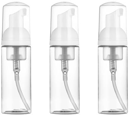 3Pcs Foam Dispenser Bottle, Empty Refillable Clear Pump Bottle Dispenser, Travel Size Foaming Soap Dispenser Cosmetic Makeup Packaging Bottles Container (50ml)