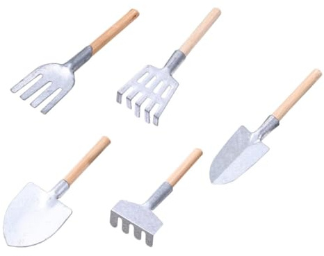 Levemolo 5 Stück Kleiner Gartenwerkzeug Bonsai Pflanzspaten Topfpflanzschaufeln Gartenkunst Dekoration Griff und Eisen für Blumen Gemüse Sukkulenten